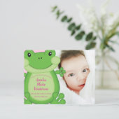 Kikker Baby shower Roze Briefkaart (Staand voorkant)