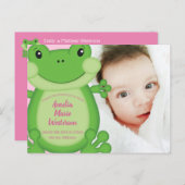 Kikker Baby shower Roze Briefkaart (Voorkant / Achterkant)