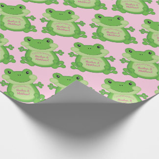 Kikker Baby shower Roze Cadeaupapier