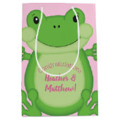 Kikker Baby shower Roze Medium Cadeauzakje (Voorkant)