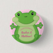 Kikker Baby shower Roze Ronde Button 3,2 Cm (Voorkant)