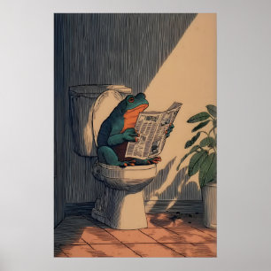 Kikker Badkamer Kunstprint Minimalistische Lijntek Poster
