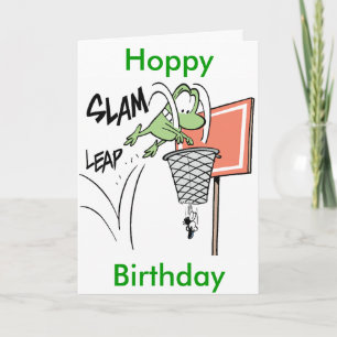 Kikker Basketball Cartoon Hoppy Birthday Card Kaart