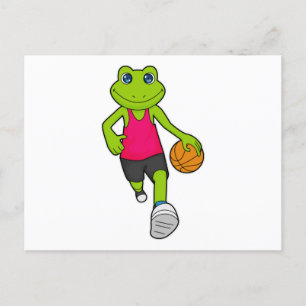 Kikker Basketbalspeler Basketbal Briefkaart