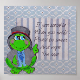 Kikker Bathroom Rules Wall Decor Frog Theme Poster