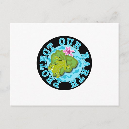 Kikker beschermt onze aarde briefkaart (Voorkant)