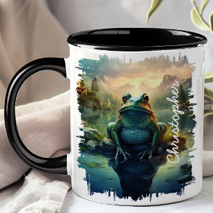 Kikker bij bergmeerreflectie mok
