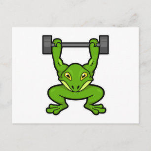 Kikker bij bodybuilding met halter briefkaart