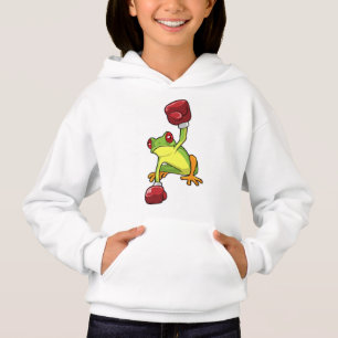 Kikker bij Boxing met gebarsten handschoenen