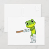 Kikker bij cricket met cricketbat briefkaart (Voorkant / Achterkant)