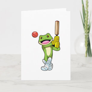 Kikker bij Cricket met cricketbat Kaart
