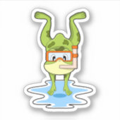 Kikker bij duiken met Snorkel Sticker (Voorkant)