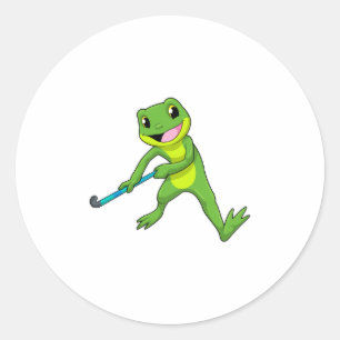 Kikker bij Hockey met Hockey bat Ronde Sticker
