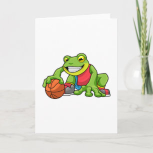 Kikker bij sport met basketbal kaart