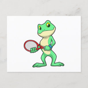 Kikker bij tennis met tennisracket briefkaart