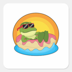 Kikker bij zwemmen met zonnebril vierkante sticker