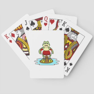 Kikker bij Zwemmen met Zwemring Pokerkaarten