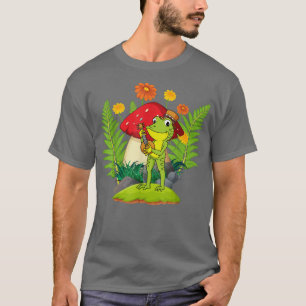 Kikker die Banjo Guitar op paddenstoel speelt T-shirt