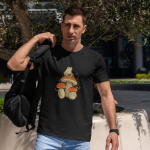 Kikker die banjo speelt op paddenstoel t-shirt