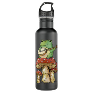 Kikker die Banjo speelt op paddenstoelenkuiken Waterfles