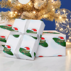 Kikker die door de sneeuw sprint cadeaupapier
