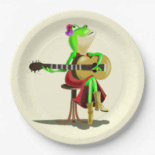 Kikker die gitaar speelt papieren bordje