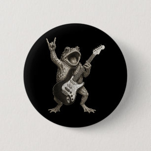 Kikker die gitaar speelt Rock And Roll Grappig Ronde Button 5,7 Cm