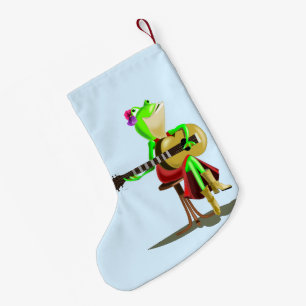 Kikker die gitaarkerststaart speelt - schilderen kleine kerstsok