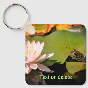 Kikker die Lotus Water Lily op maat toedient Sleutelhanger