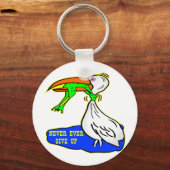 Kikker die vogel koelt, geeft nooit op sleutelhanger (Voorkant)