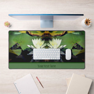 Kikker die water Lily Lotus Flower Personalized Bureaumat