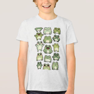 Kikker Doodle Patroon - Kawaii Cadeau voor Kindere Tri-Blend Shirt