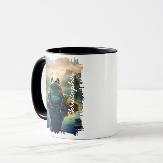 Kikker door Mountain Lake Reflection Mok (Voorkant links)