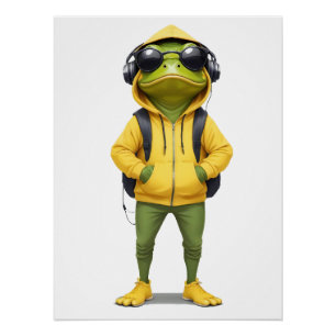 Kikker Dragen Hoodie Grappig Cool Dier karakter Perfect Poster