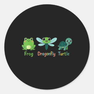 Kikker Dragonfly Schildpad Humor Subtiele Politiek Ronde Sticker