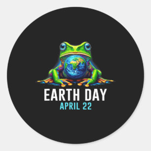 Kikker Earth Day Red de planeet kleurrijk Ronde Sticker