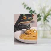Kikker Eating Spaghetti Briefkaart (Staand voorkant)