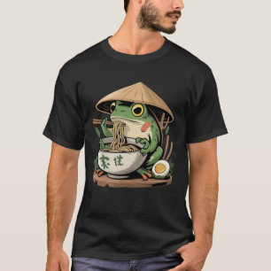 Kikker eet Ramen Kawaii Neko Japanse Noedels T-shirt