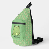 Kikker en blad patroon aangepaste naam sling bag (Rechterhoek)