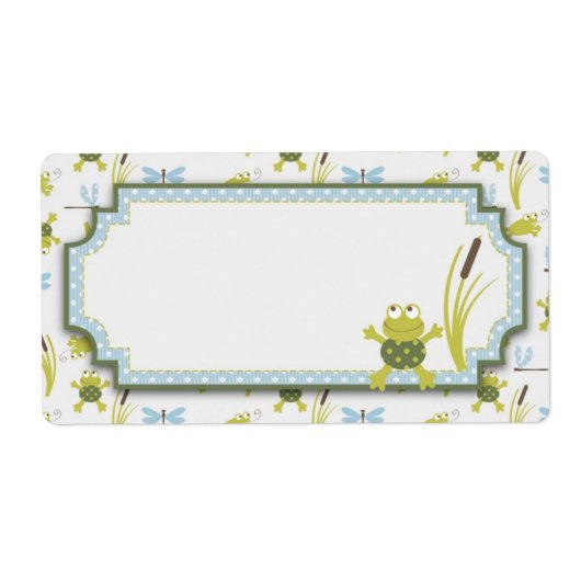 Kikker en Dragonfly Baby shower Etiket (Voorkant)