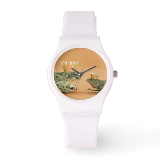 Kikker en hagedis met kroongarnalen horloge (Voorkant)