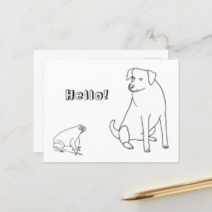 Kikker en hond, Hallo, kleurstoffen Briefkaarten