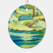Kikker- en Lily Pad-versiering Keramisch Ornament (Links)
