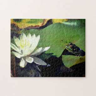 Kikker en Lotus Water Lelie Bloem Legpuzzel
