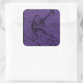 Kikker en luit Paarse Vierkante Sticker (Tas)