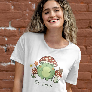 Kikker en paddenstoelen zijn haverige Cartoon T-shirt