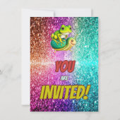 Kikker en Turtle karakter verjaardag uitnodigen Kaart (Achterkant)