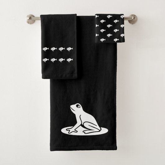 Kikker en Vis Bad Zwart-wit handdoekset Bad Handdoek (Insitu)