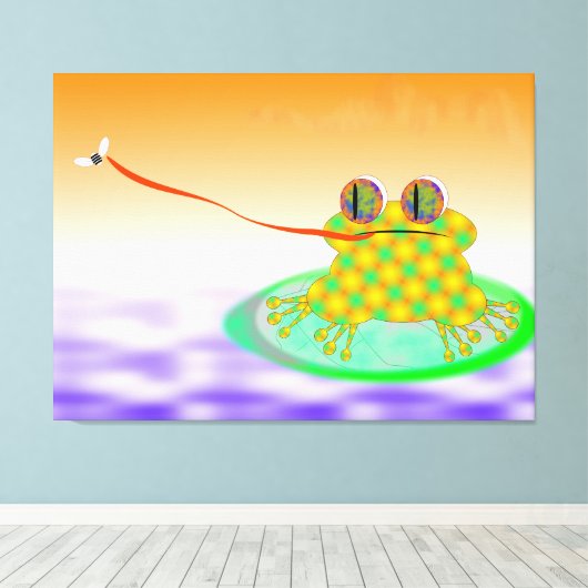 Kikker en vlieg canvas afdruk (Insitu (Houten vloer))