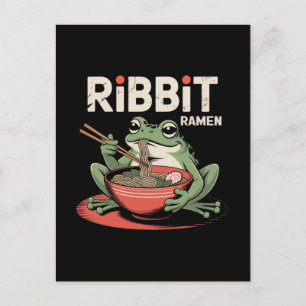Kikker Eten Ramen Funny Ribbit Ramen Feestdagenkaart